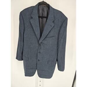 Trussini Classic Blue Men's Herringbone Blazer cashmere/wool blend sz 56